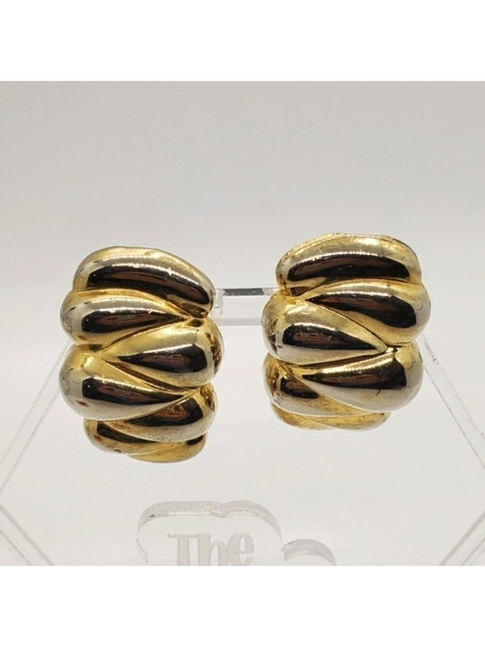 VTG Gold & Silver teardrop cloud clip-on earings